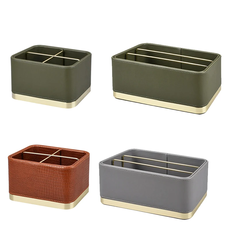 

Легкий роскошный кожаный ящик для хранения, настольный отсек для крыльца, кожаный лоток, Сортировочная коробка для ключей и мусора
