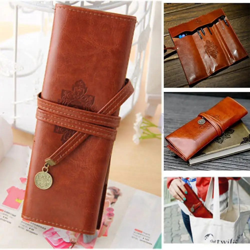 1 шт. винтажный кожаный карандаш-рулон в стиле ретро