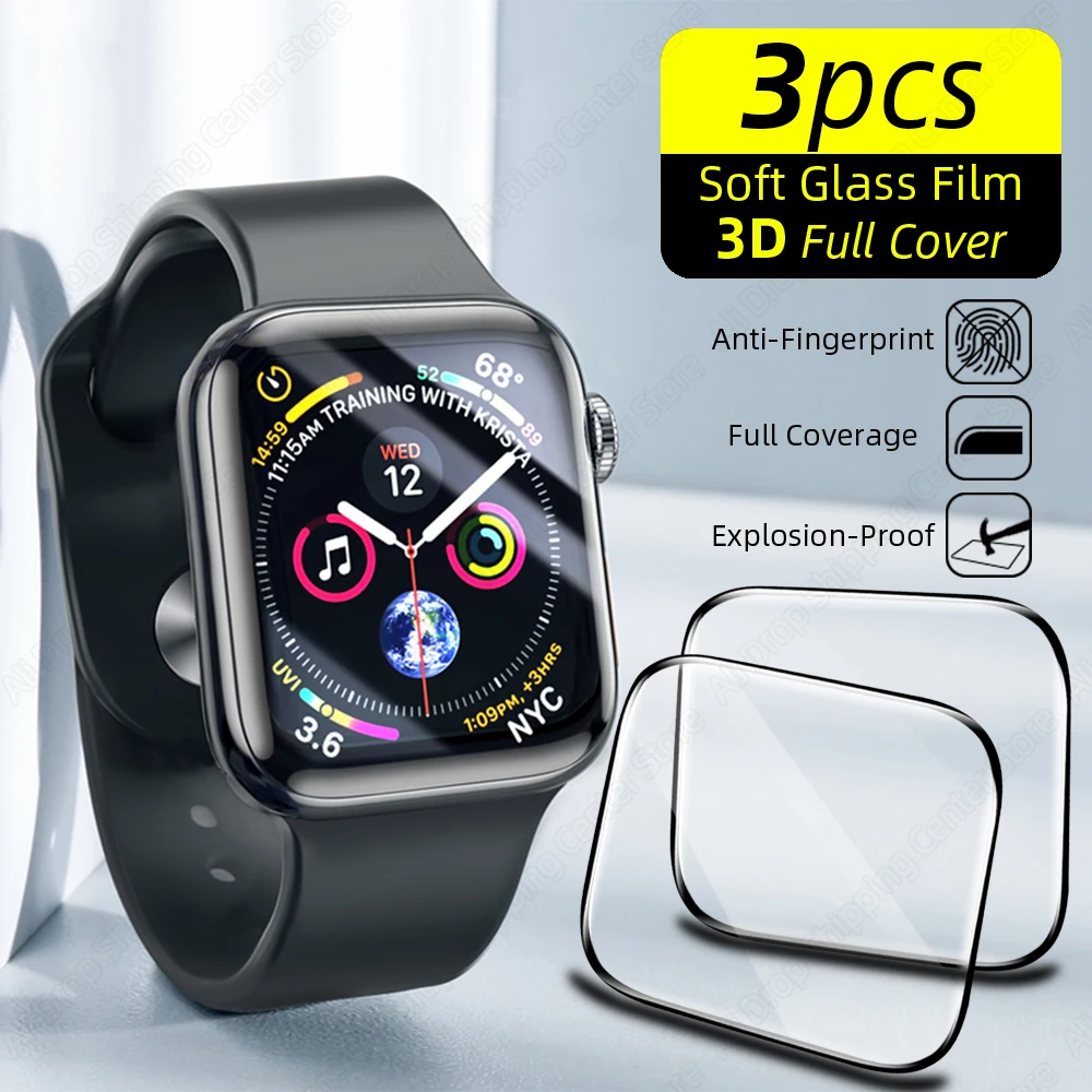 

3Pcs Screen Protector For Apple Watch Series 7/6/SE Full Cover Not Glass Protective For Apple Watch 7/6/SE Iwatch 45MM 41MM 44MM