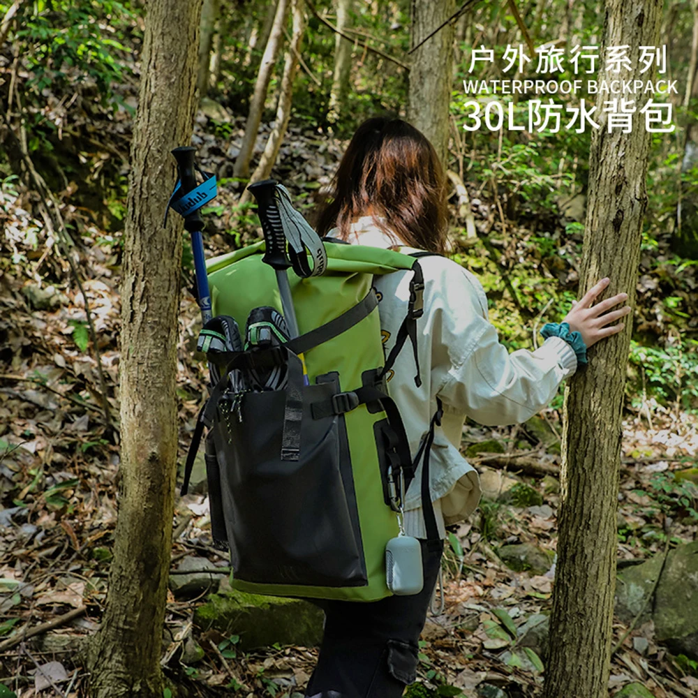 Outdoor sports waterproof backpack 30L large capacity scuba diving swimming rafting waterproof bag travel camping storage bag