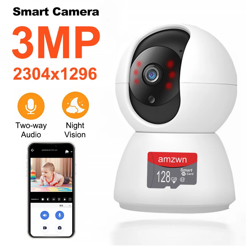 

3MP Wifi IP Camera Indoor Outdoor Wireless Surveillance Camera Baby Security Monitor Auto Tracking Night Vision Full Color Cam
