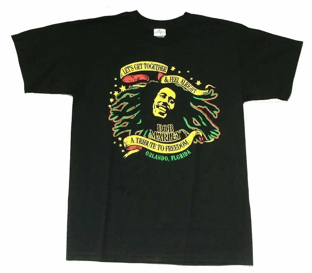 

Bob Marley Feel Alright Tribute To Freedom Orlando Black T Shirt New