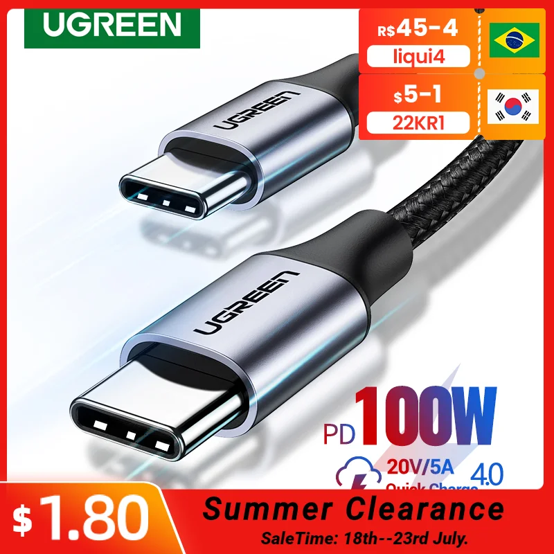 UGREEN USB Cable PD100W USB C to Type C Fast Charger Cable for Xiaomi Samsung MacBook iPad 5A Mobile Phone Cord USB Cable Type C