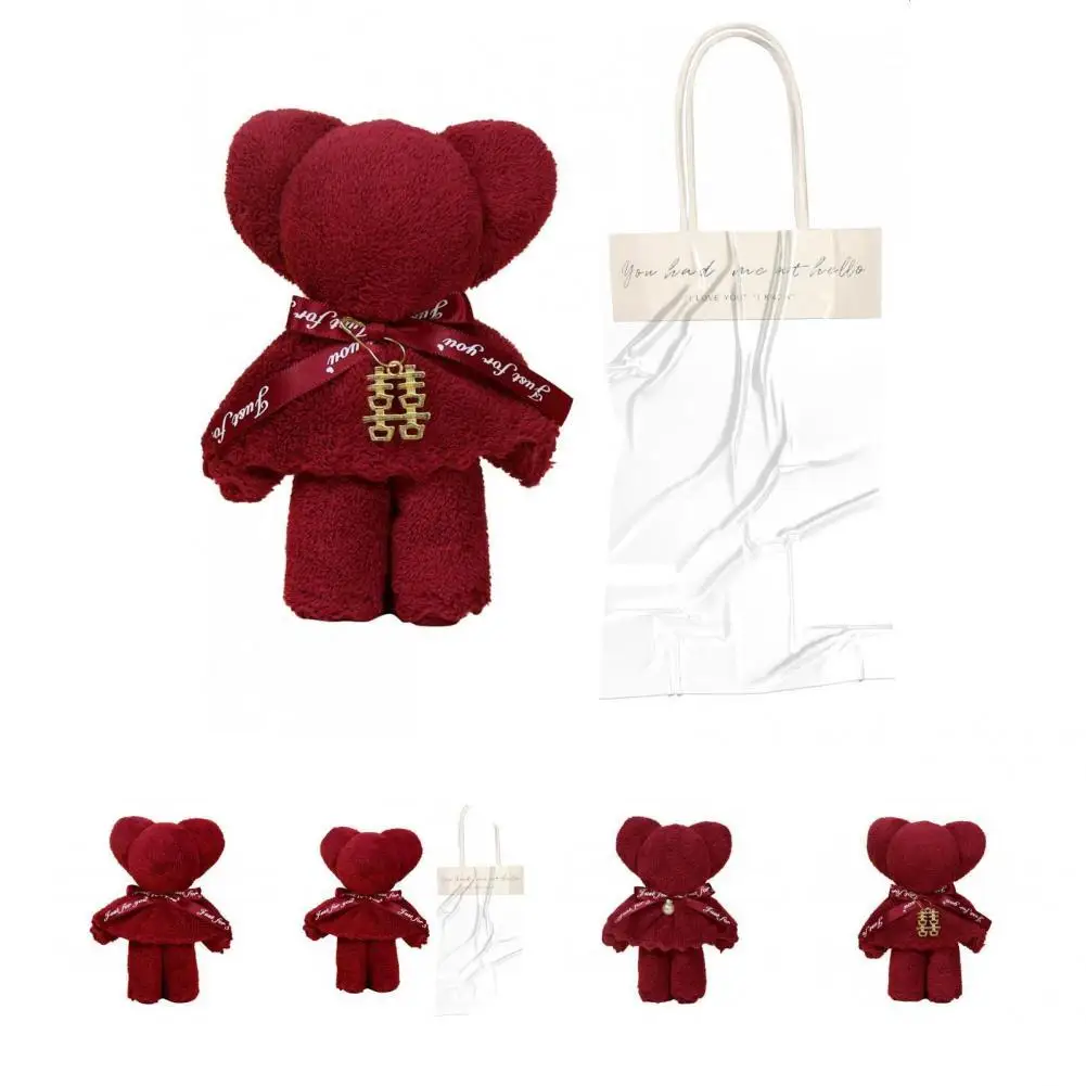 

Adorable Great Creative Celebrate Bear Shape Hand Towels Soft Texture Towel Gift Eco-friendly for Friends