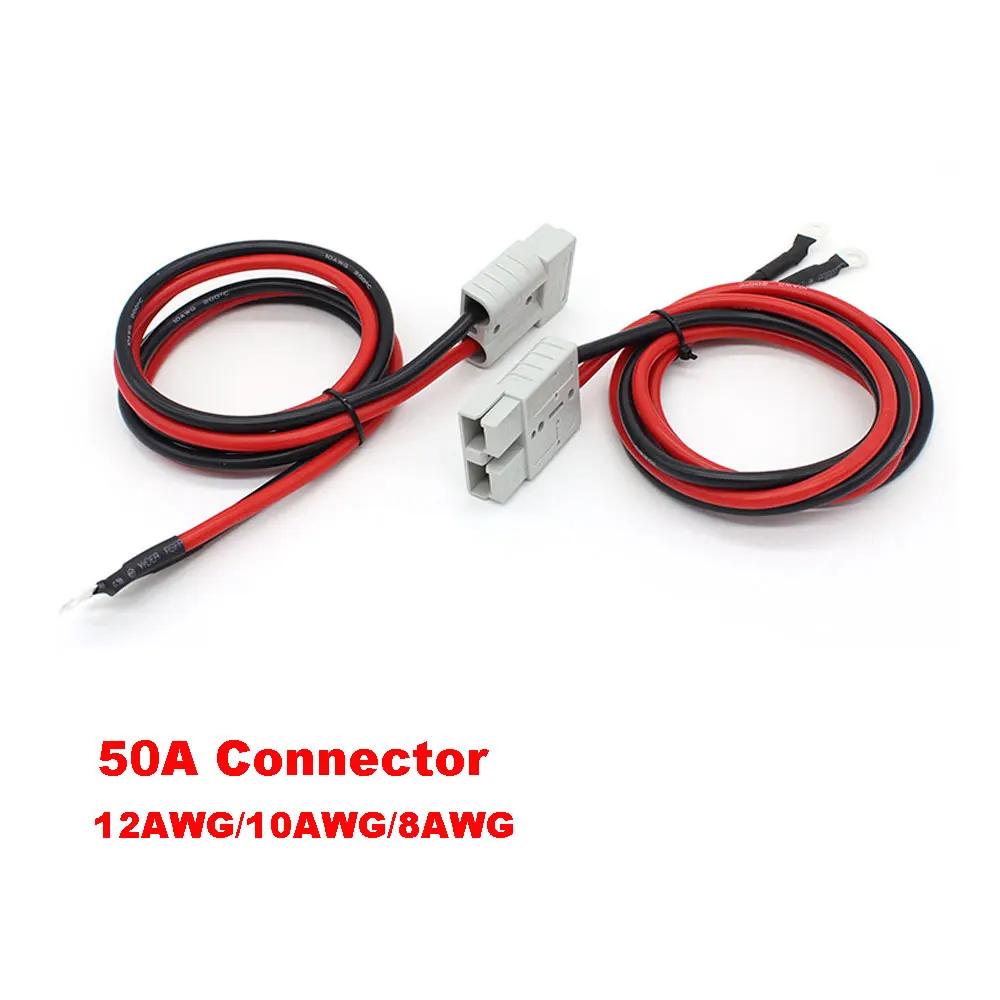 

2 Pcs 50A Connector Plug with 12AWG/10AWG/8AWG 30cm Cable Electric Forklift Plug Quick Charging Connector For Anderson Plug