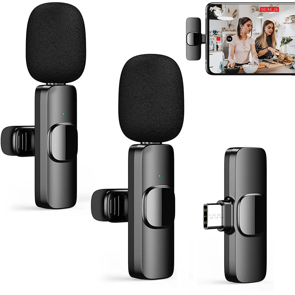 

Беспроводной петличный микрофон, портативный мини-микрофон для записи аудио и видео, для iPhone, Android, прямых трансляций, игровых телефонов