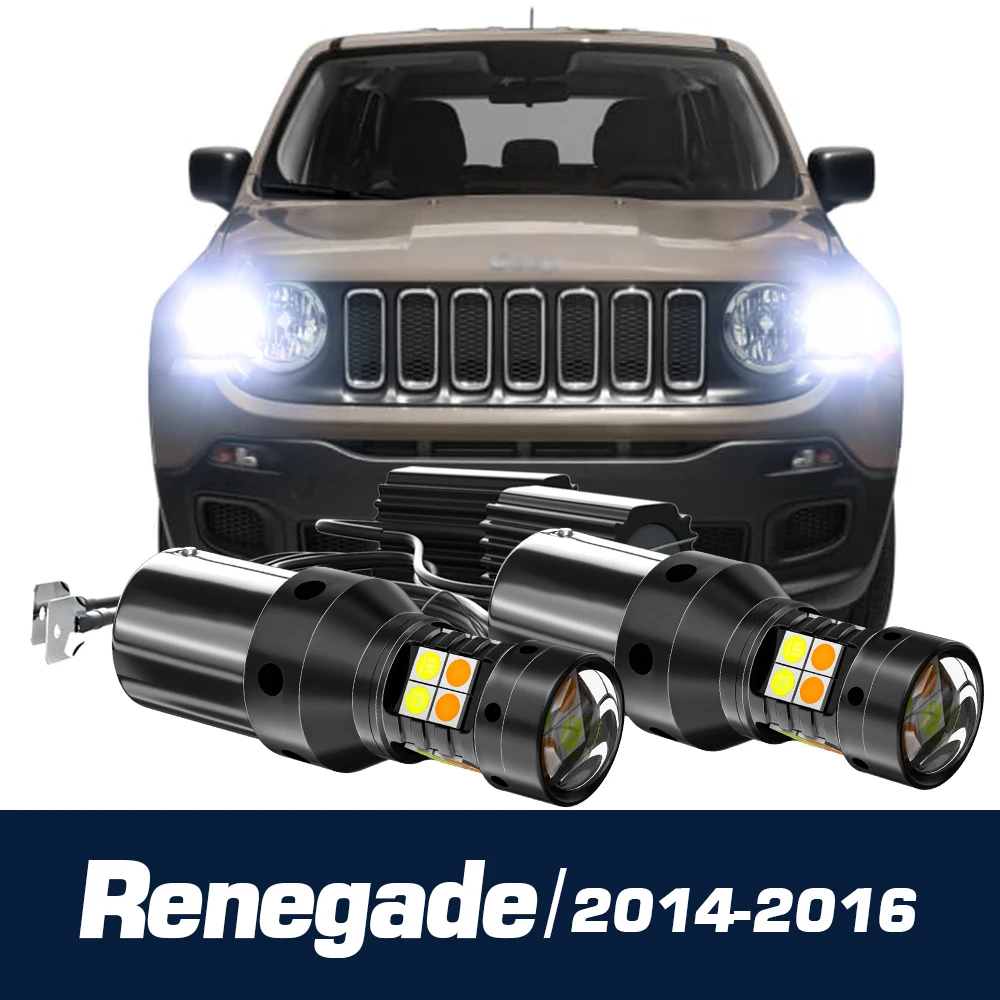 

2pcs LED Dual Mode Turn Signal+Daytime Running Light Canbus Accessories DRL For Jeep Renegade 2014 2015 2016