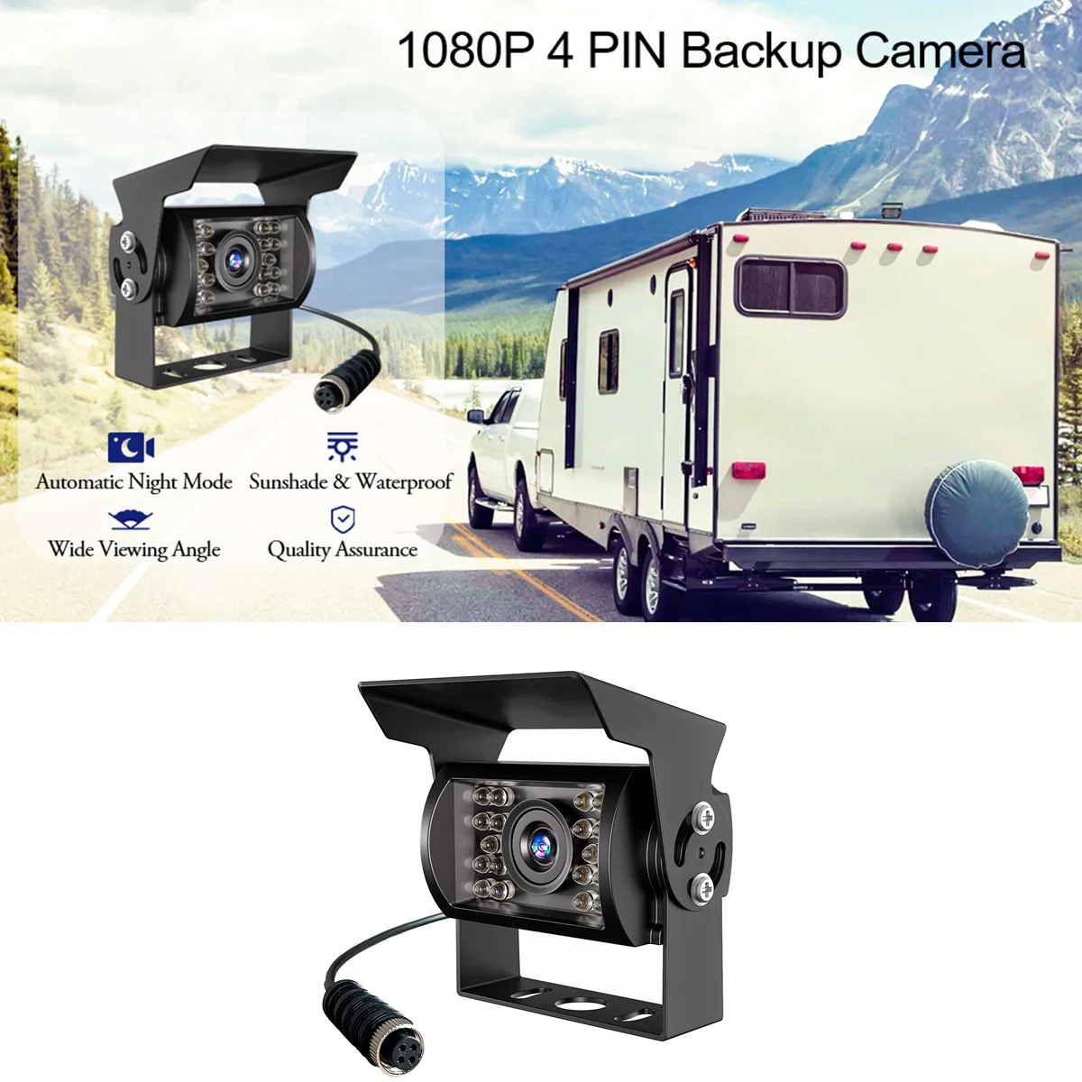 1080P HD резервная камера IP69 Водонепроницаемая широкоугольная заднего вида для