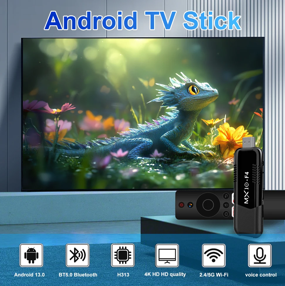 Фото Мини-ТВ-приставка Android 13 MX10 F4, 8 ГБ ОЗУ, 128 ГБ EMMC, Allwinner H313, 4K 60 Гц, Wi-Fi 2.4G/5G, BT5.0, голосовой пульт, 70+ языков №2