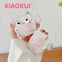 3d cute clear cartoon transparent charm keychain for apple airpods pro 3 2 1 air pods headphones cover