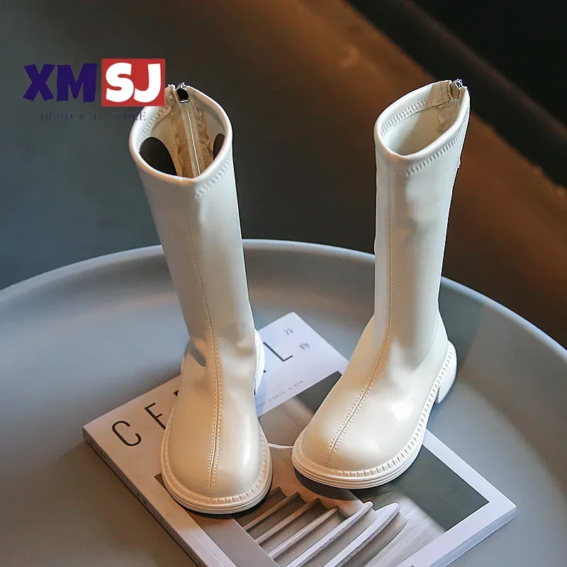 

Girls High Boots 2023 Autumn and Spring New Japanese Style Princess Catwalk Leather Shoes Children's Fashion Simple Non-slip PU