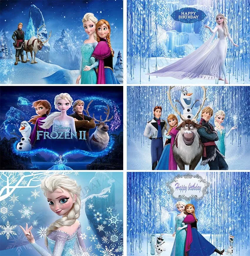 Frozen Elsa Backdrop Birthday Banner for Girl Kids Photography Birthday Banner Party Baby Shower Ice Snow Castle Background