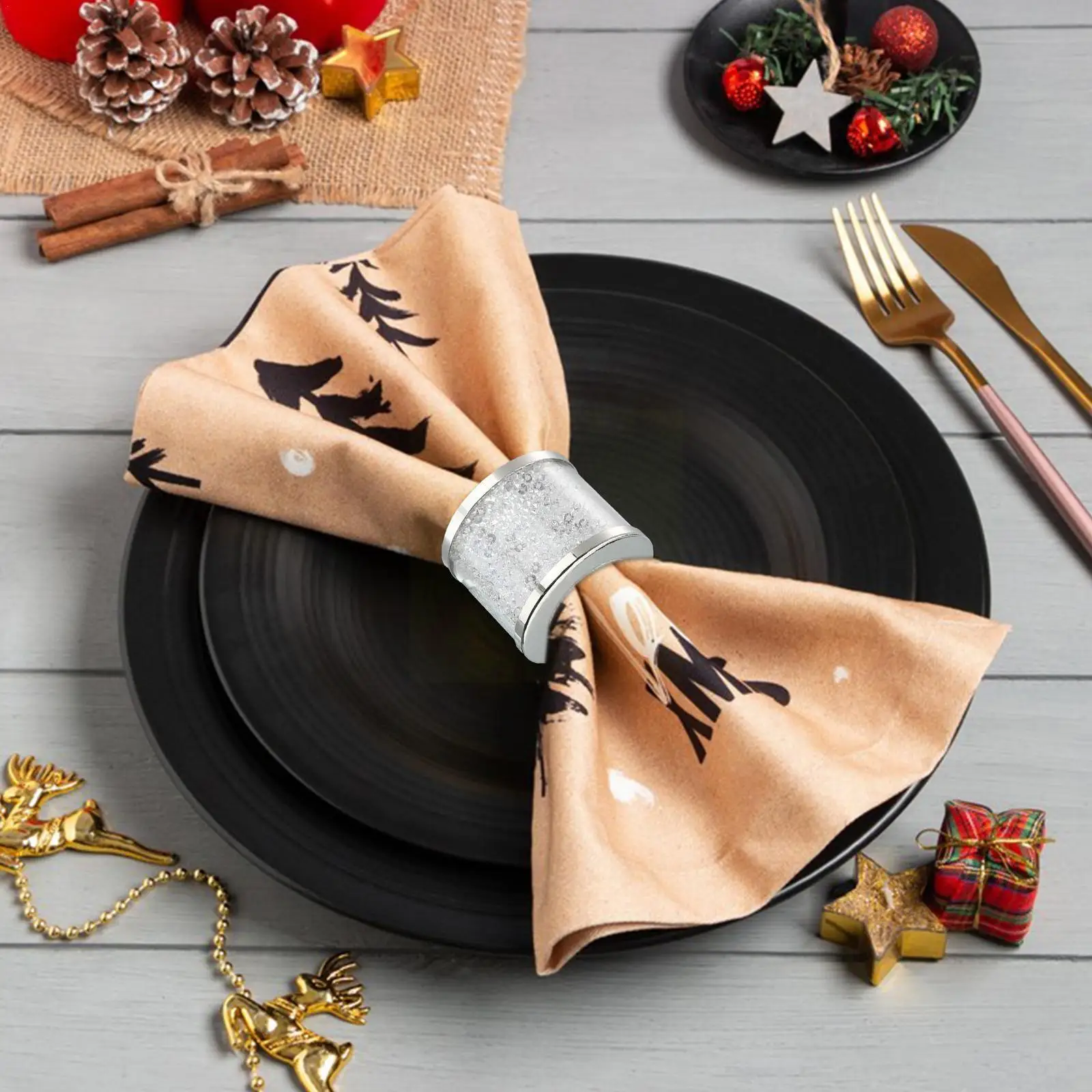 

Серебряные кольца для салфеток, 4 шт., металлическое стекло, создано для планшетов, кольца с орнаментом, кристаллы, салфетки, MIB Table J1I1