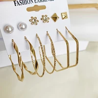 punk metal circle hoop flower pearl stud earrings set for women crystal butterfly heart dangle statement wedding jewelry gift
