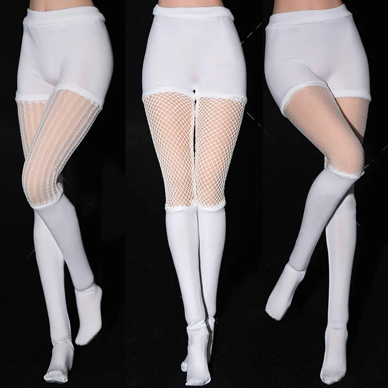 

In Stock 1/6 Scale Female Soldier Stockings Ice Elastic Sexy White Mesh Splice Mini Stockings Fits 12'' Action Figure Model