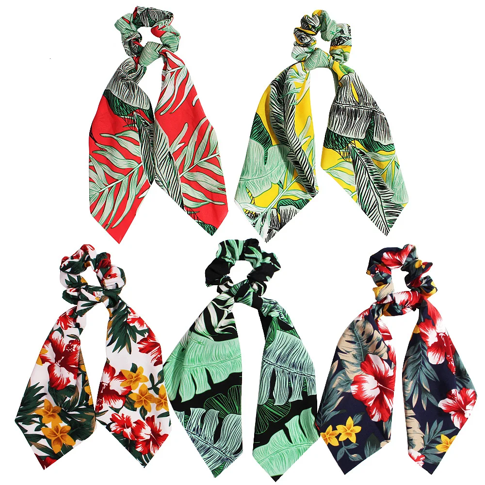 

2022 Print Hair Scarf Women Hair Rope Bow Elastic Hair Bands For Girls Ponytail Hair Ties Scrunchie Headbands Hair Accessories