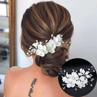elegant women jewelry bridesmaid wedding hair accessories barrette bride hair bridal crystal pearl flower hair clip floral style