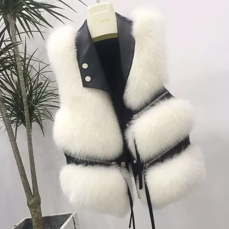 

Free shipping Autumn Winter New Fashion Faux Fur Coat Winter Women Waist Coat Female Jacket Fur Vest Fluffy Solid Color For Ladi