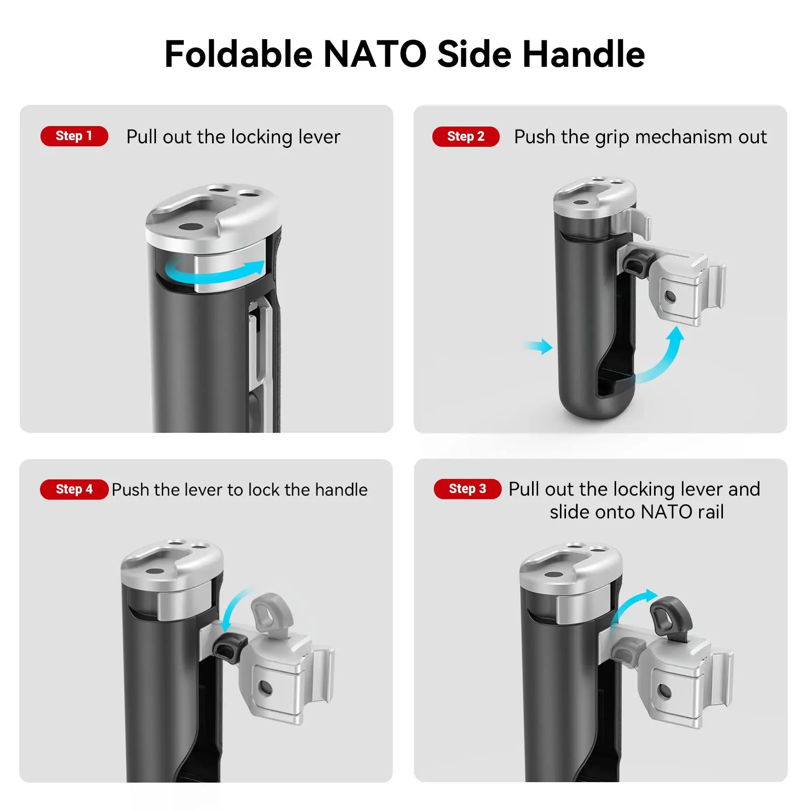 Фото Боковая ручка SmallRig NATO, складной захват для левой и правой стороны, встроенный Холодный башмак, легкий, портативный, всего 108 г, максимальная нагрузка 5 кг, 3922 №3
