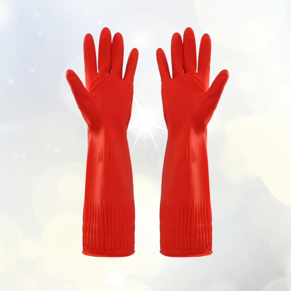 

Latex Gloves Household Scrubbing Dishes Dishwashing Lengthen Kitchen Cleaning Mitts For