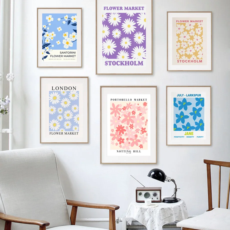 Настенные картины абстрактные красочные маргаритки цветочный узор