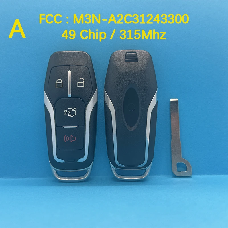 Фото CN018122 Aftermarket 3/4/5 кнопок Smart Key FCC M3N-A2C31243300 49 чип 315/434/902 МГц для Ford Fusion Explorer Edge Mustang №1