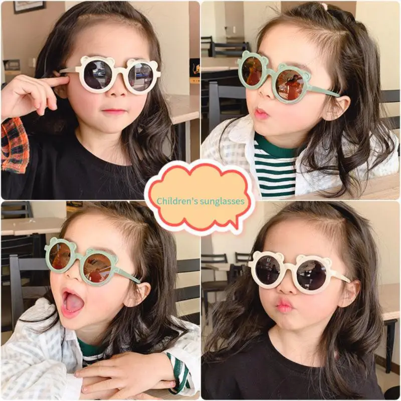 

Kids Sunglasses Cartoon Bear Shape Frame Girls Children Sun Glasses Round Street Beat Baby Boys Eyeglasses Selfie Eyewear