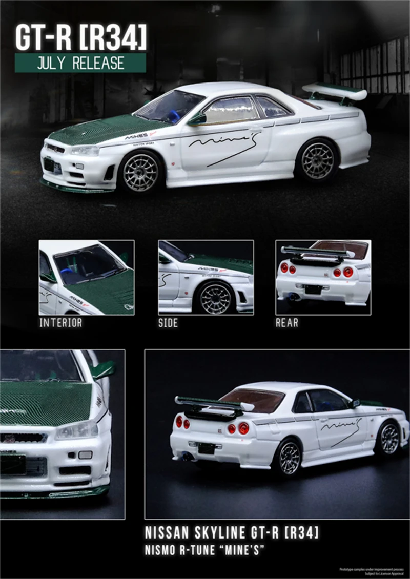 

INNO 1:64 NISSAN SKYLINE GT-R (R34) NISMO R-TUNE MINES Diecast Model Car