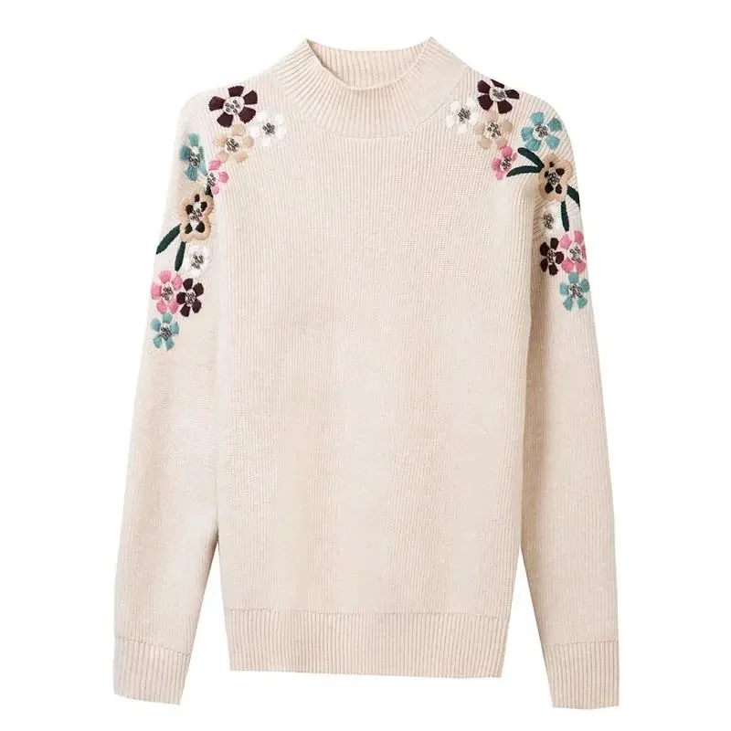 Женский однотонный кашемировый пуловер с высоким воротником и длинными рукавами