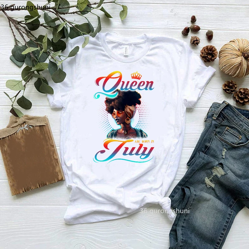 

Женская футболка в стиле Харадзюку с изображением королевы, родившейся в июне, джульская королева, черная меланин, черная история, модная же...