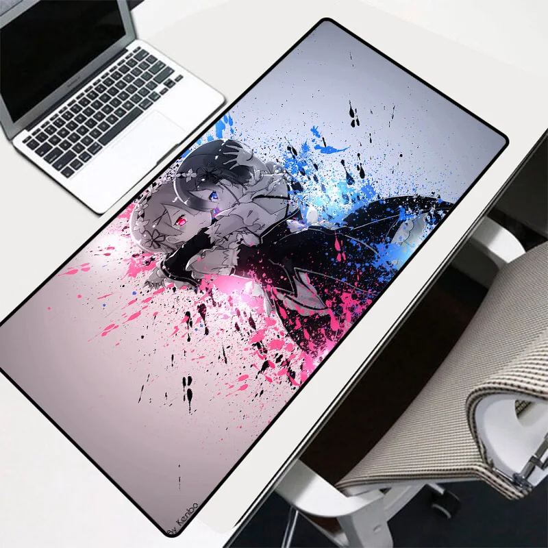 Большой резиновый коврик для мыши Rem Re Zero с аниме для девушек, настольный водонепроницаемый коврик для клавиатуры с фиксируемыми краями для CSGO, Dota, LOL