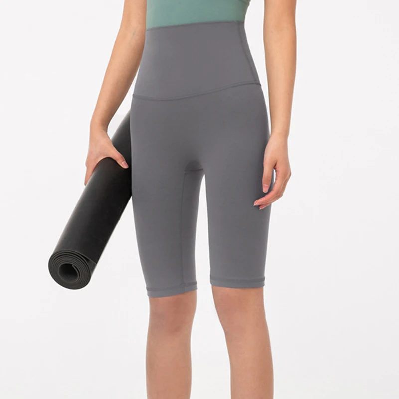 

Women Yoga Shorts Soft Nylon Fitness Exercise Shorts High Waist Solid Sport Workout Shorts Tummy Control Gym Athletic