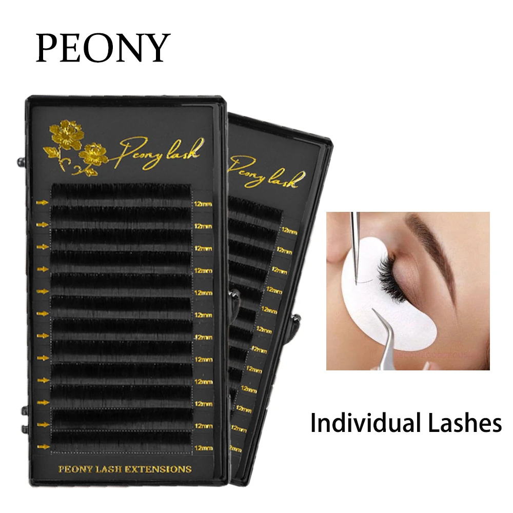 

PEONY 12rows 8-15mm C CC D DD Faux Mink Eyelashes Matte Black Soft Volume Individual Classic False Lash Extension Beauty Makeup