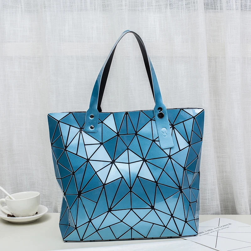 

Новые роскошные сумки, женские сумки, дизайнерская пляжная большая сумка-тоут с голограммой на плечо, женская сумка с геометрическим рисунком, серебристая сумка