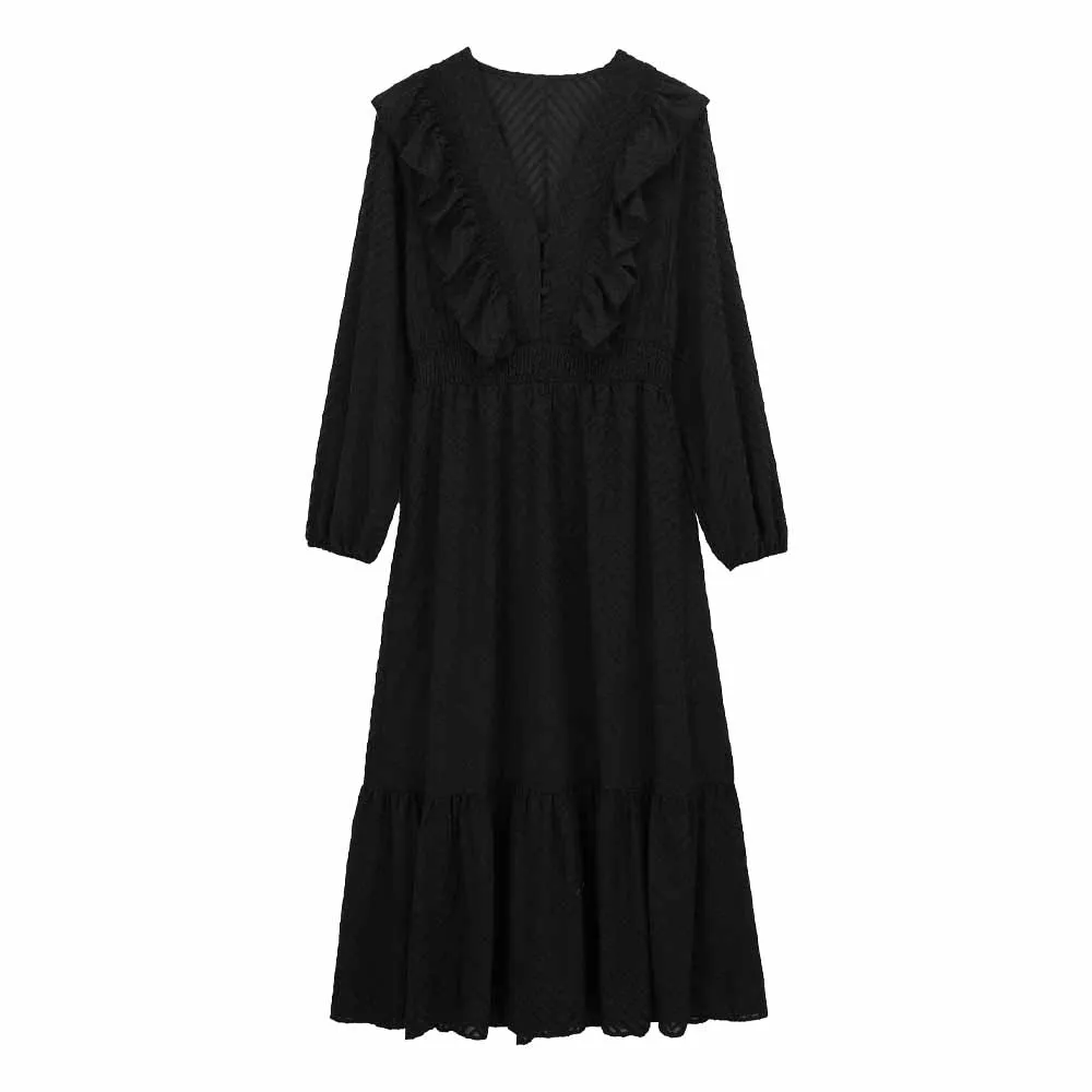 

Платье-миди женское Тюлевое ламинированное с длинным рукавом, в стиле ретро