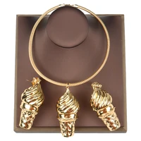 trend jewelry set for women cute ice cream necklace set for bridal gift dubai weddings gold plated jewelry nigerian jewellery