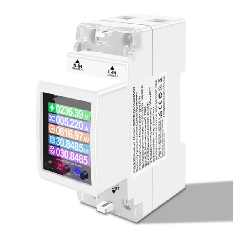 

Счетчик электроэнергии AT2PW 100A Tuya с Wi-Fi на Din-рейке, умный переключатель с дистанционным управлением, 220 В переменного тока, цифровой вольт, кВтч, измеритель частоты