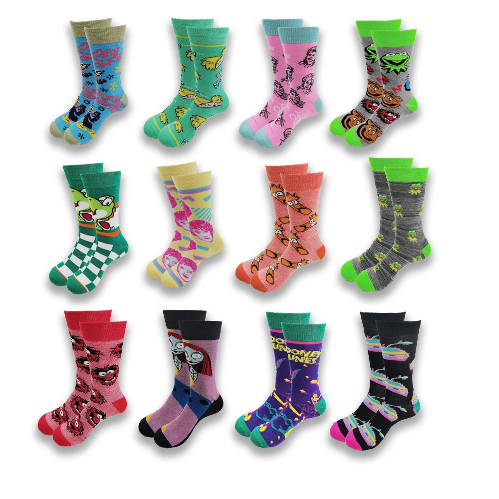 

A Pair of Autumn and Winter Men Women Socks Fashion Cartoon Happy Novel Quality Stitching Soft and Comfortable Crew Socks