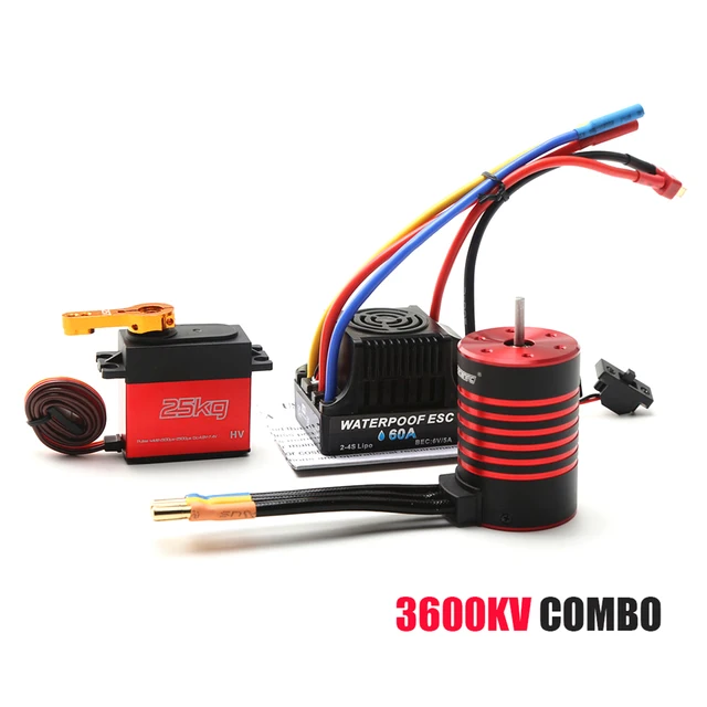 GTSKYTENRC waterproof 3650 3600KV motor + 60A ESC + 25kg servo