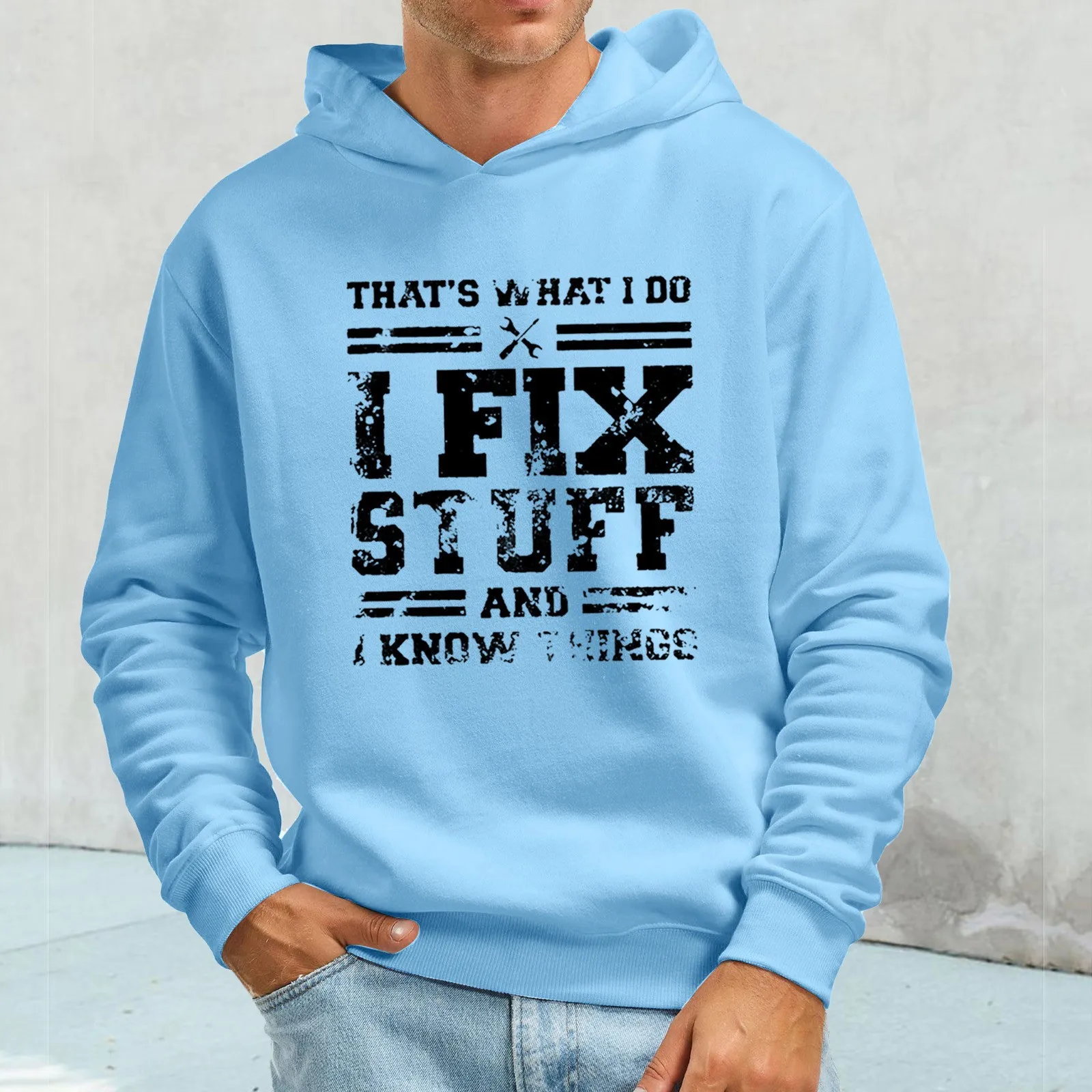 

Мужская Повседневная модная однотонная Беспроводная толстовка с бархатным карманом