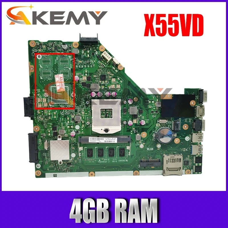 

X55C 4GB RAM Memory Mainboard For ASUS X55C X55CR X55V X55VD Laptop motherboard DDR3 60-N0OMB1100-C01 100% Test Free Shipping