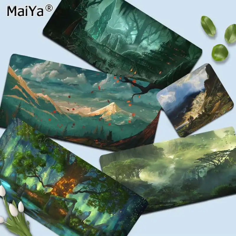 

MaiYa Fantasy Forest Green Landscape Tree Cool New Durable Rubber Mouse Mat Pad Or Keyboards Mat Mousepad For Boyfriend Gift