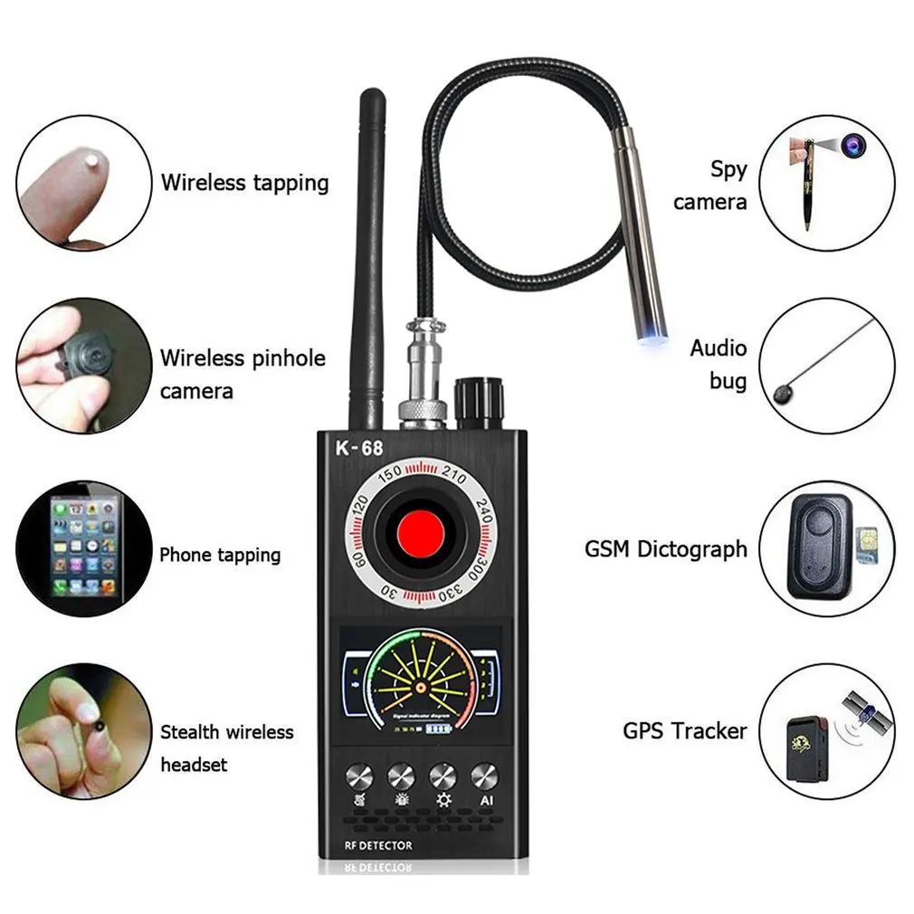 

K88 Multi-function Anti-spy Detector Camera GSM Audio Bug Finder GPS Signal RF Tracker Detect Eavesdropper Protect Privacy K68