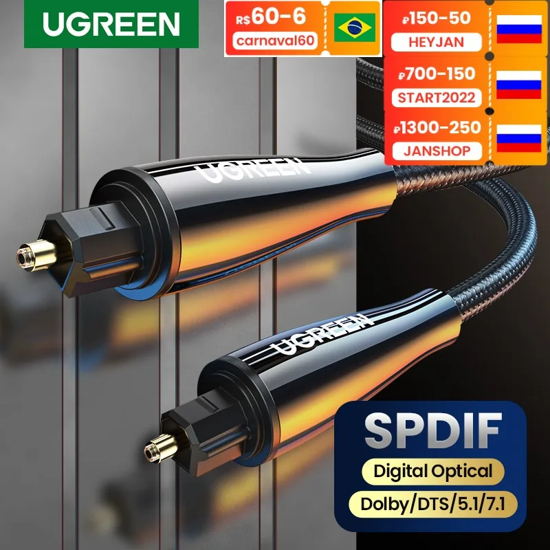 UGREEN Digital Optical Audio Cable Toslink 1m 3m SPDIF Coaxial Cable for Amplifiers Blu-ray Player X