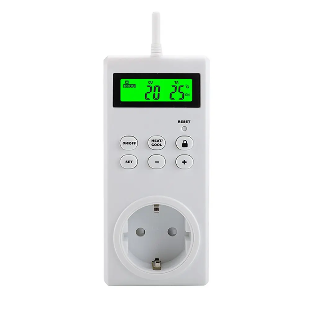 

Wireless Programmable Thermostat Plug Heating And Cooling With Safety Lock Backlight LCD Display Temperature Controller