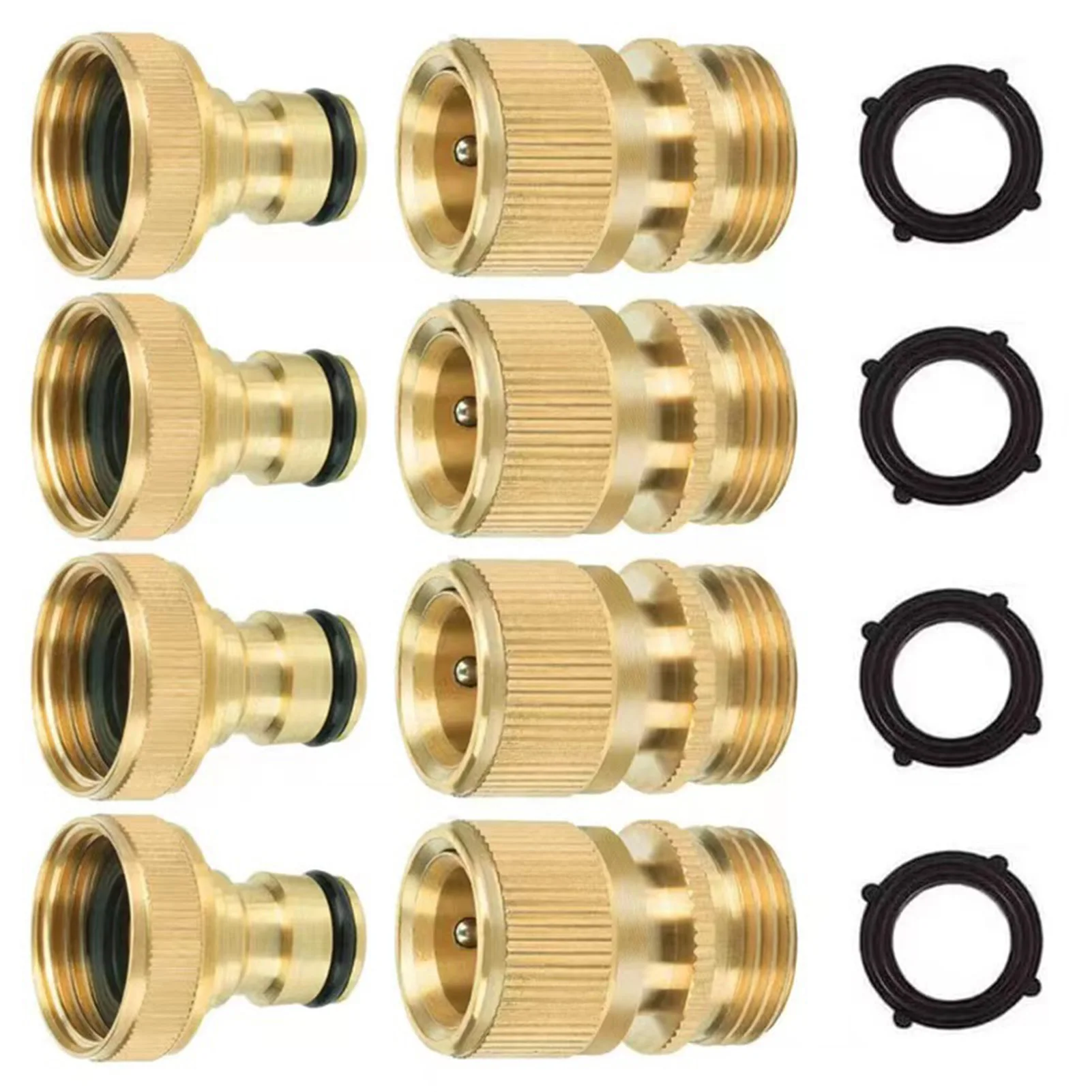 

4 Pairs Garden Hose Fitting Quick Connector Water Fitings Thread Easy Use No-Leak Handed Operation Connector