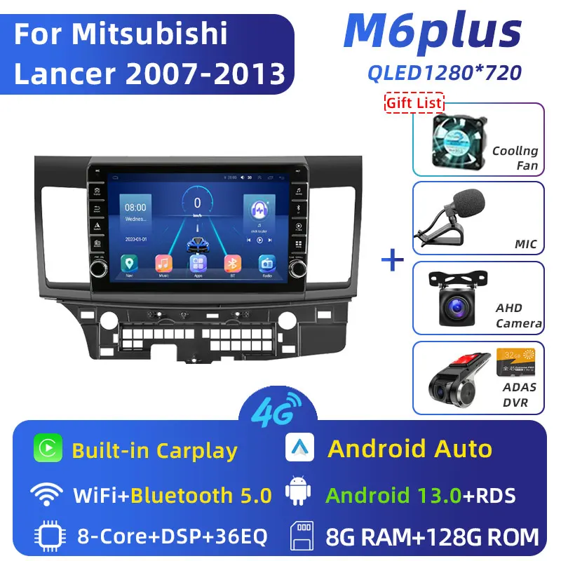 

Автомагнитола Jundof на Android 13 для Mitsubishi Lancer 2007-2013, мультимедийный видеоплеер, 2 Din DVD-навигатор, GPS Carplay, стерео