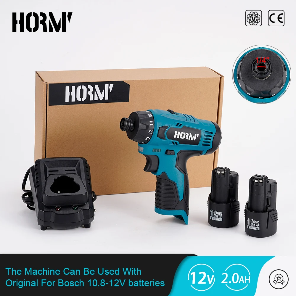 Electric Screwdriver Wireless Impact Drill Hammer Two Speed 