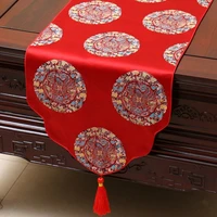 proud rose chinese red satin table runners table flag bed runner tafelloper tablecloth with tassels for home wedding decor