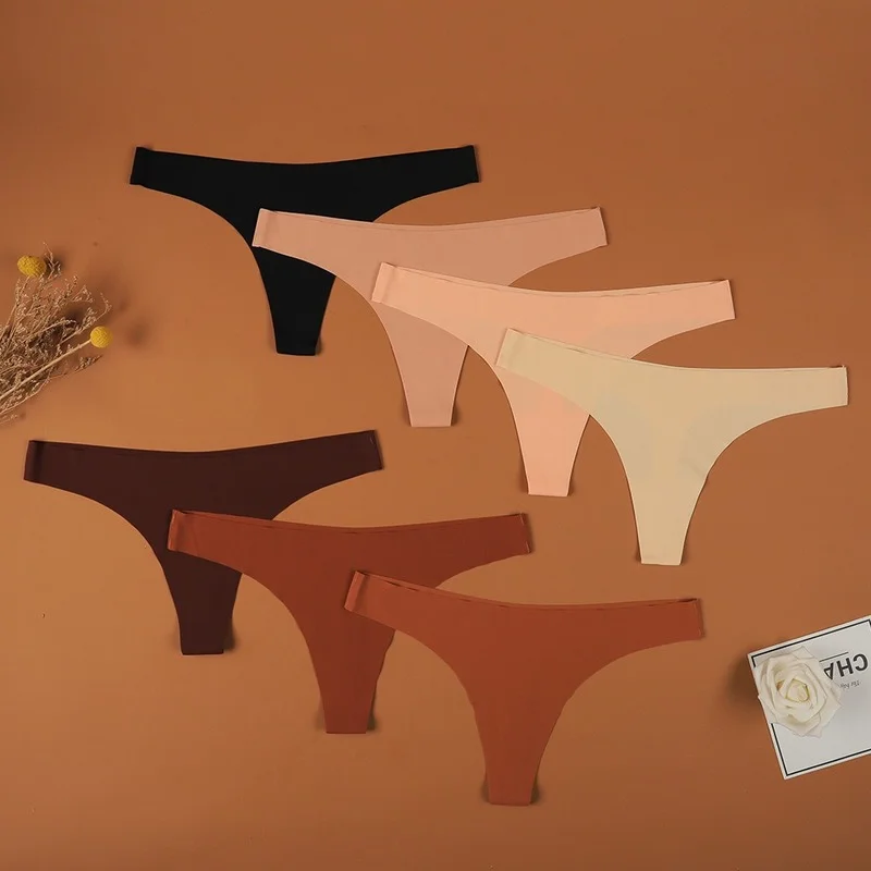 

Sexy T-back Seamless Panties Comfortable Solid Color Low Waist Thongs Women Underwear G-Strings Shorts Briefs Culotte Femme